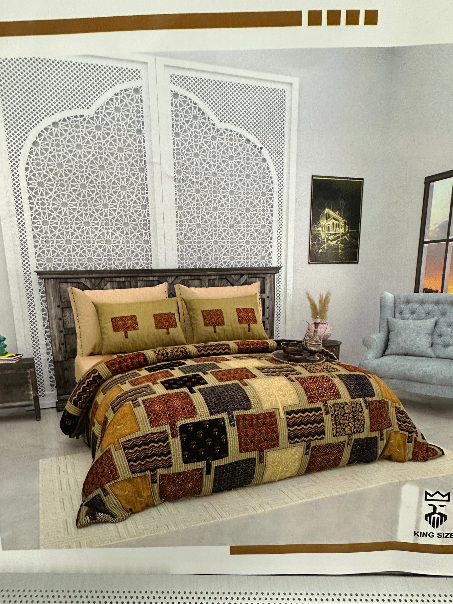 Luxurious King Size Ethnic Indian Print Cotton Bedsheet Set with 2 Pillow Covers – Transform Your Bedroom into a Cozy Exotic Retreat! ️ (108x108 Inches, Ultra-Soft & Durable)